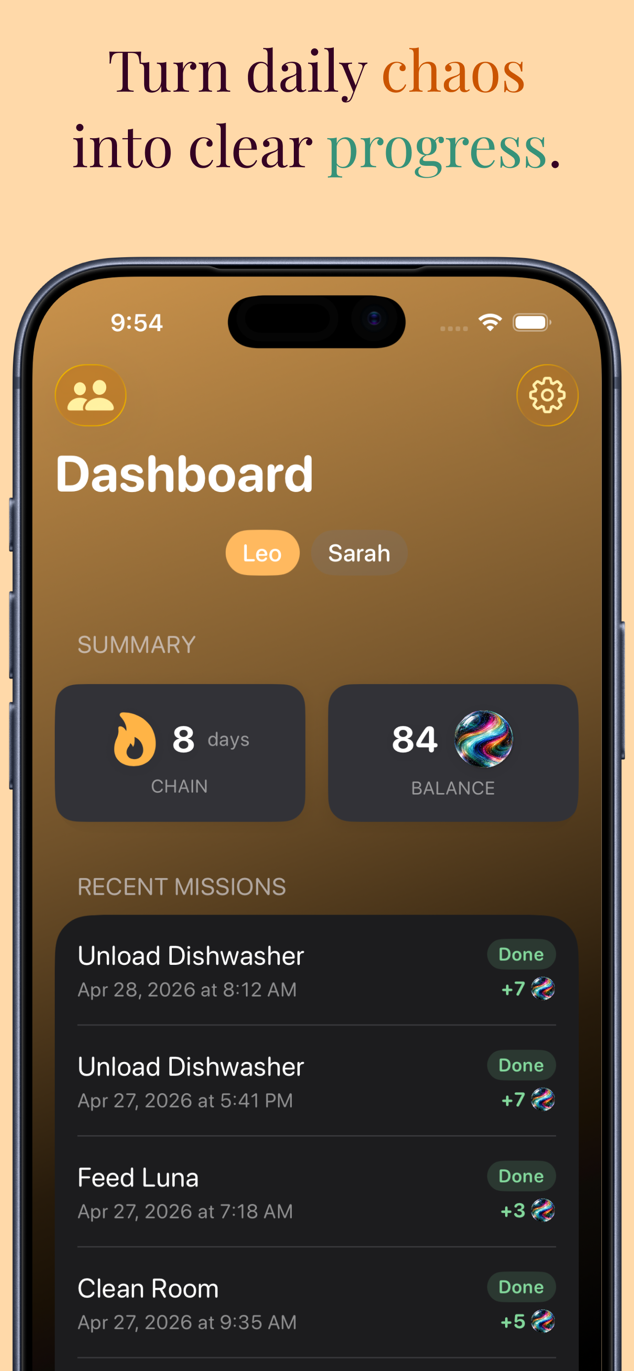Parent Dashboard with Caption