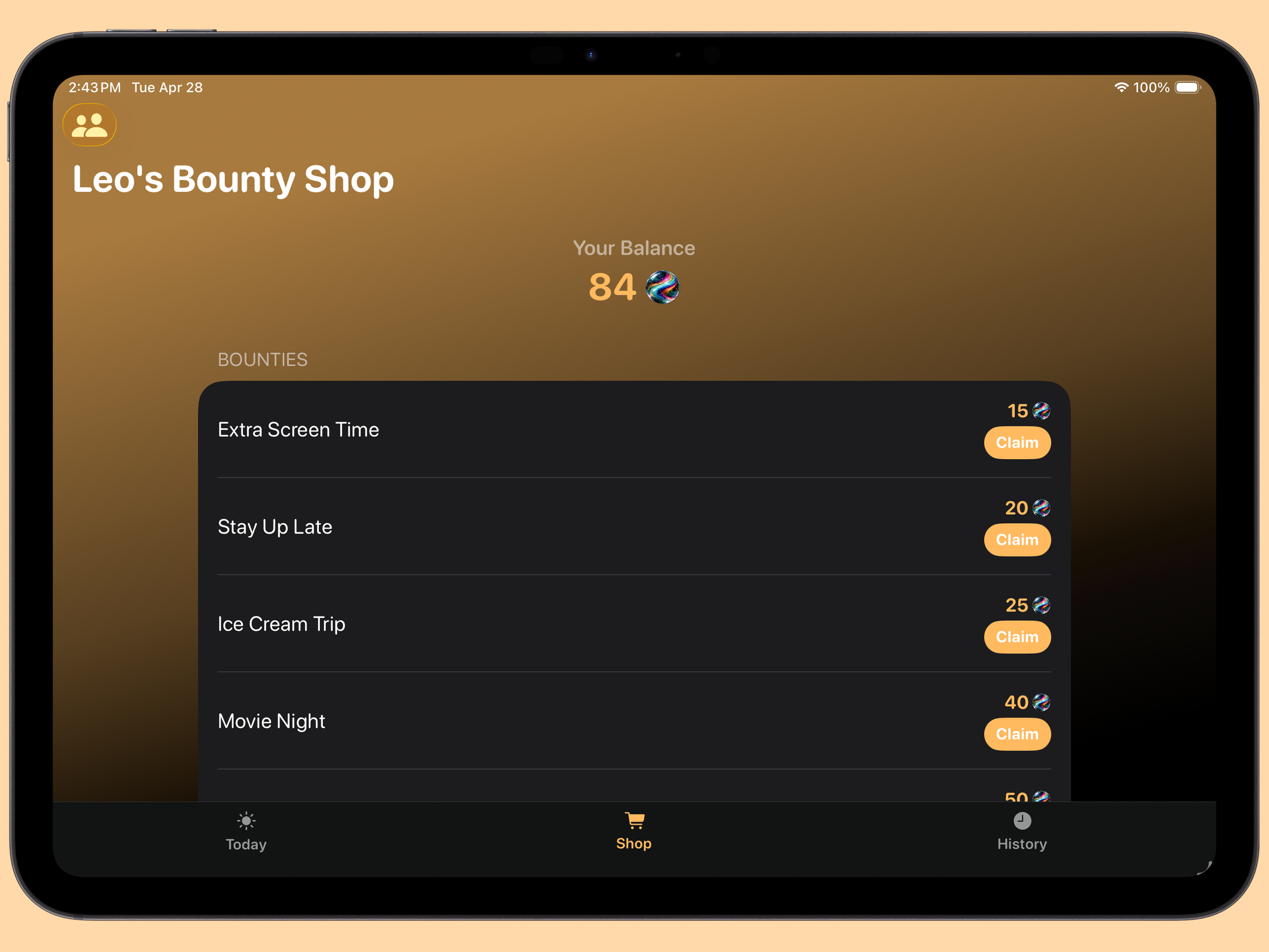 Kid Shop View on iPad Landscape