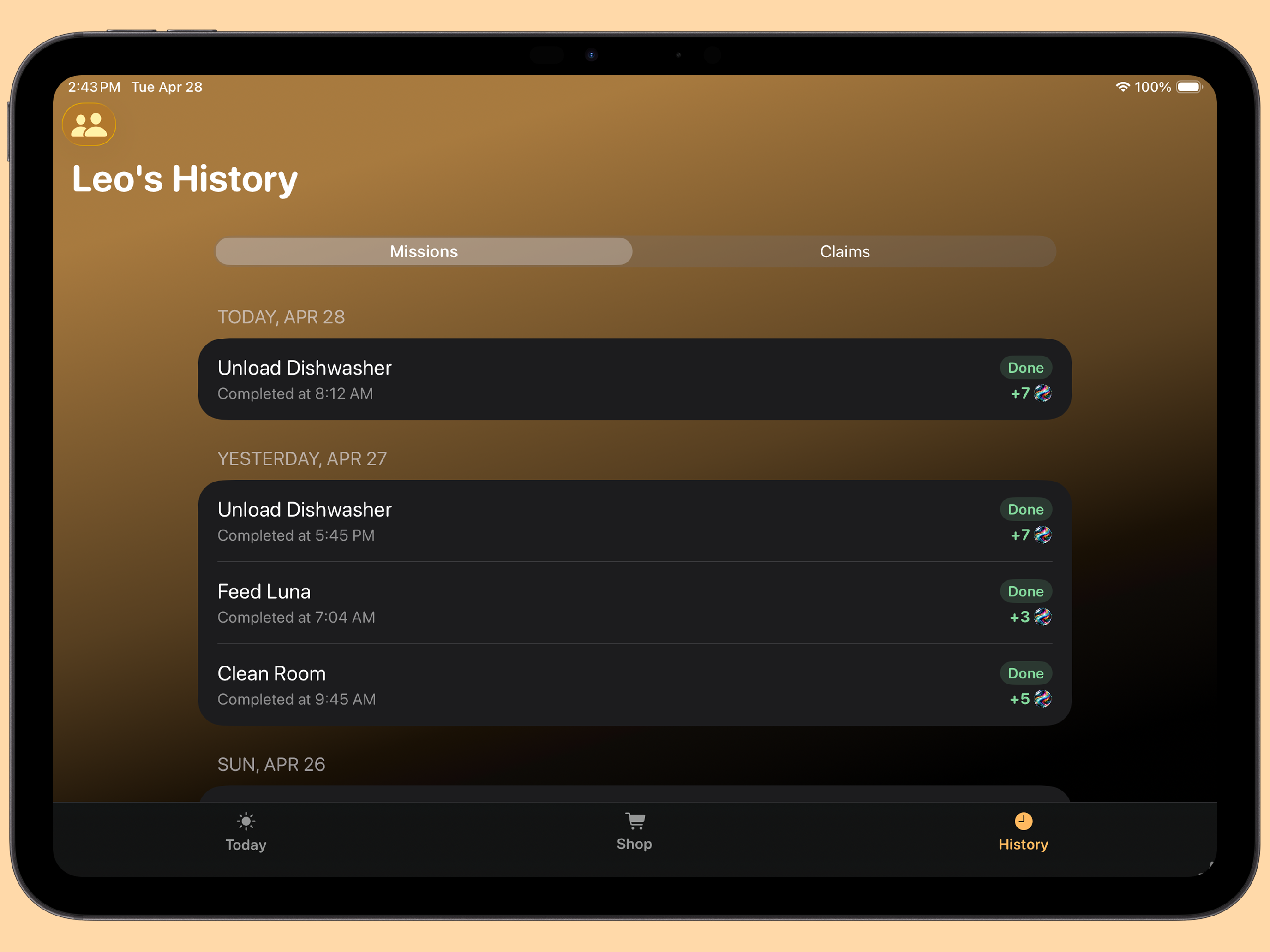 Kid History on iPad Landscape