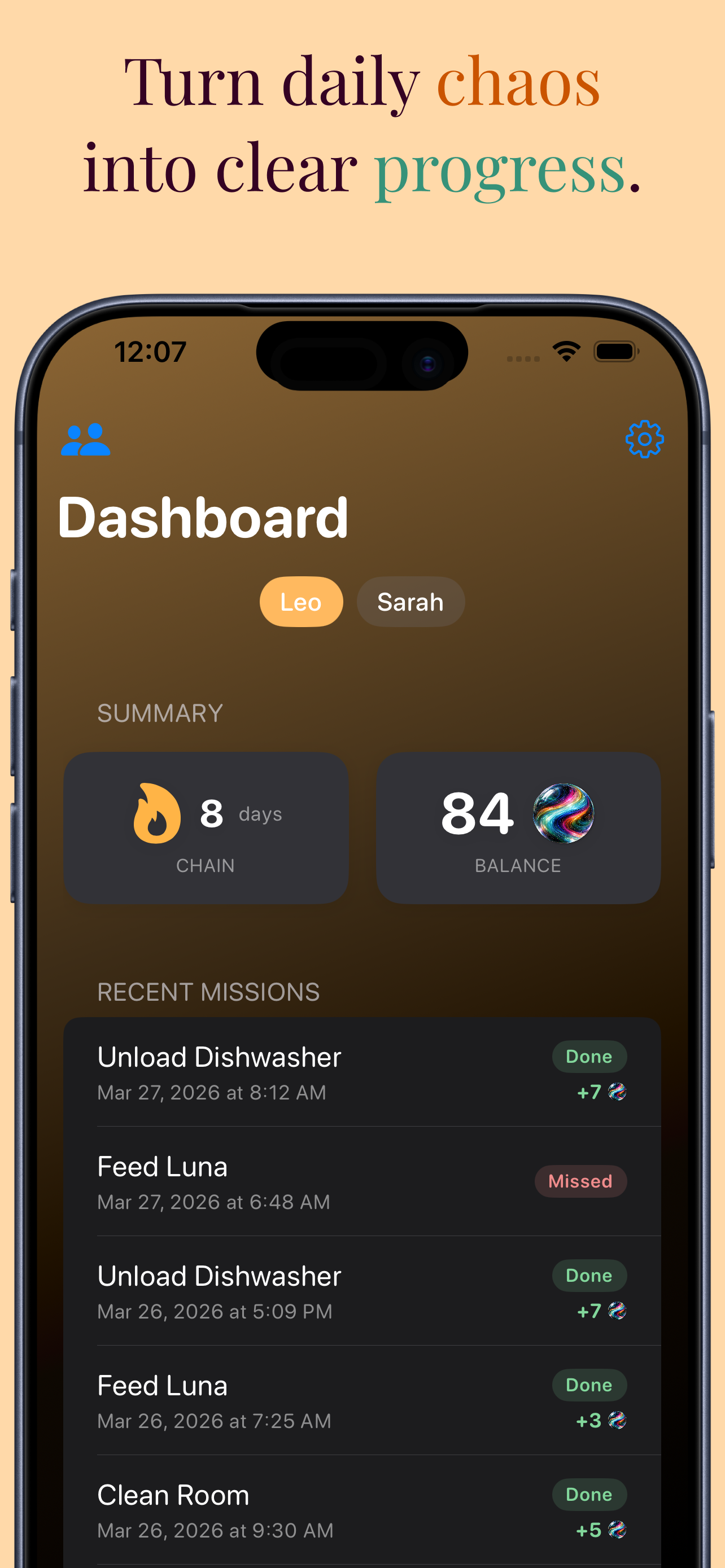 Parent Dashboard with Caption