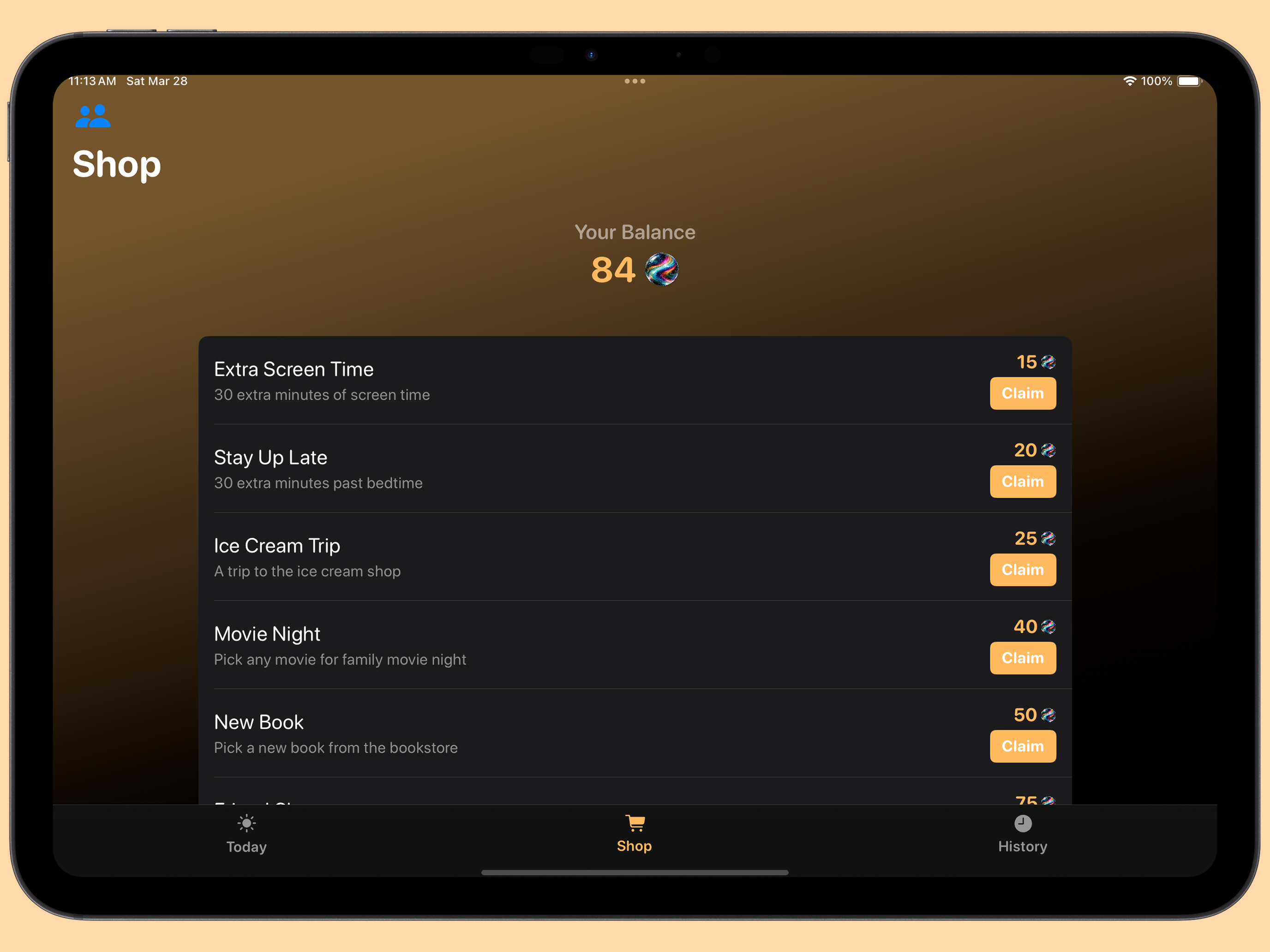 Kid Shop View on iPad Landscape